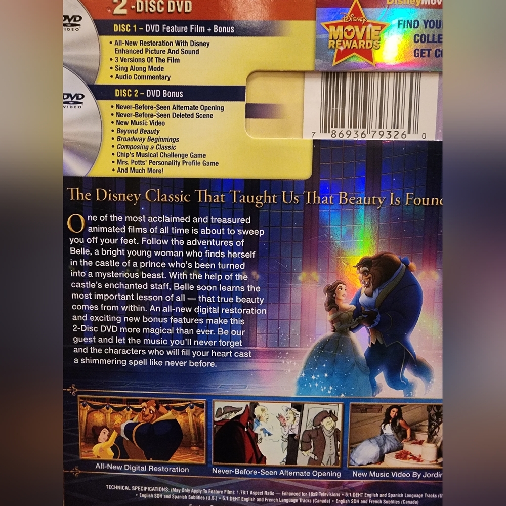 Disney Beauty and the Beast 2-Disc DVD - Picture 3 of 3